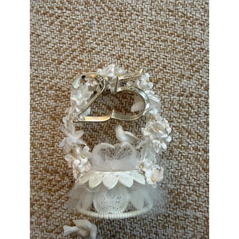 Vintage 25th anniversary cake topper